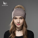 Wool Fox Fur Hat Female Women Warm Knitted Casual-Free Shipping
