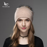 Wool Fox Fur Hat Female Women Warm Knitted Casual-Free Shipping