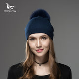 Wool Fox Fur Hat Female Women Warm Knitted Casual-Free Shipping