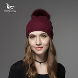 Wool Fox Fur Hat Female Women Warm Knitted Casual-Free Shipping