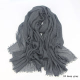 Women Cotton bubble plain wrinkle Hijab Scarf with fringes-Free Shipping