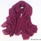 Women Cotton bubble plain wrinkle Hijab Scarf with fringes-Free Shipping