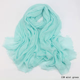 Women Cotton bubble plain wrinkle Hijab Scarf with fringes-Free Shipping
