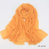 Women Cotton bubble plain wrinkle Hijab Scarf with fringes-Free Shipping