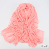 Women Cotton bubble plain wrinkle Hijab Scarf with fringes-Free Shipping