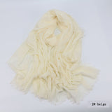 Women Cotton bubble plain wrinkle Hijab Scarf with fringes-Free Shipping