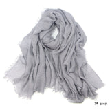 Women Cotton bubble plain wrinkle Hijab Scarf with fringes-Free Shipping