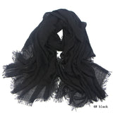 Women Cotton bubble plain wrinkle Hijab Scarf with fringes-Free Shipping