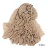Women Cotton bubble plain wrinkle Hijab Scarf with fringes-Free Shipping