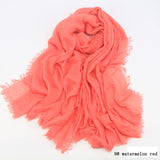 Women Cotton bubble plain wrinkle Hijab Scarf with fringes-Free Shipping